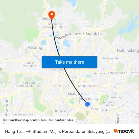 Hang Tuah to Stadium Majlis Perbandaran Selayang (MPS) map