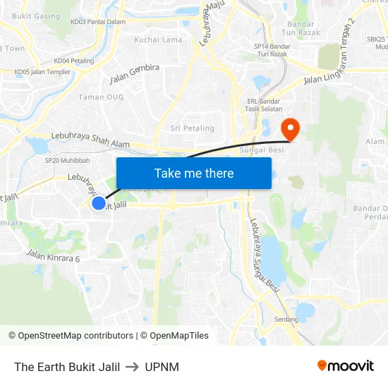 The Earth Bukit Jalil to UPNM map