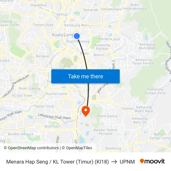 Menara Hap Seng / KL Tower (Timur) (Kl18) to UPNM map