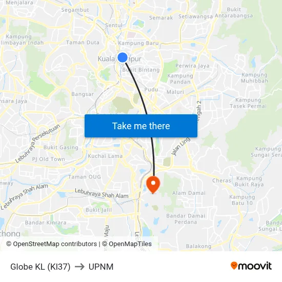 Globe KL (Kl37) to UPNM map