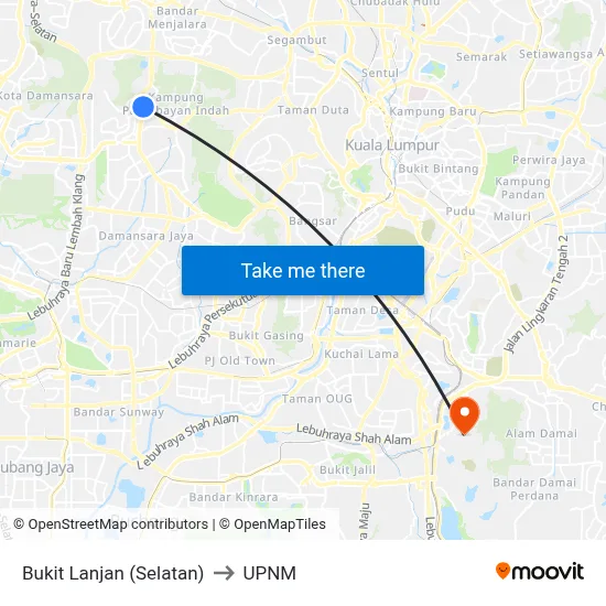 Bukit Lanjan (Selatan) to UPNM map