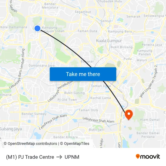 (M1) PJ Trade Centre to UPNM map