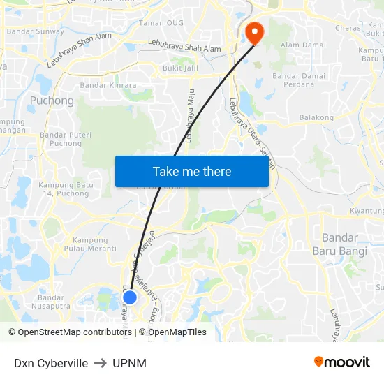 Dxn Cyberville to UPNM map