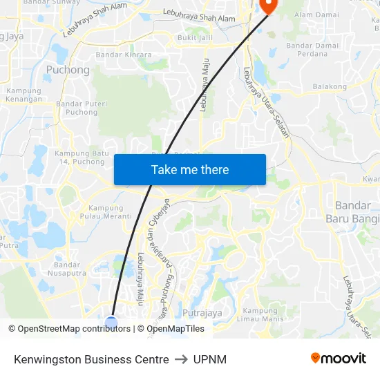 Kenwingston Business Centre to UPNM map