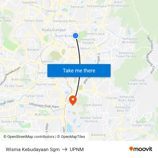 Wisma Kebudayaan Sgm to UPNM map