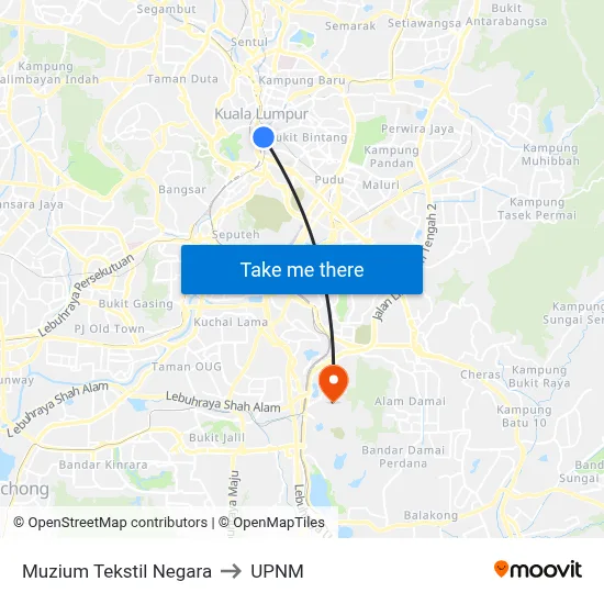 Muzium Tekstil Negara to UPNM map