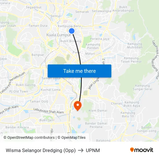 Wisma Selangor Dredging (Opp) to UPNM map