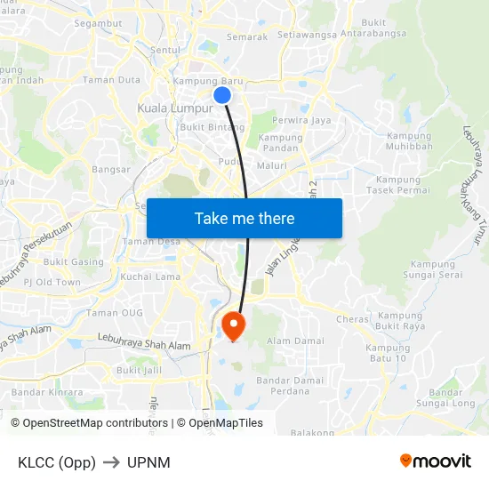 KLCC (Opp) to UPNM map