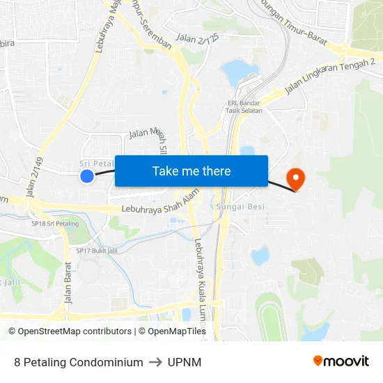 8 Petaling Condominium to UPNM map