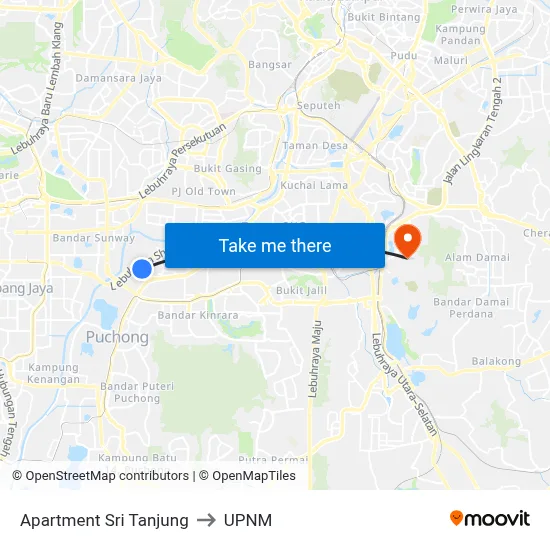 Apartment Sri Tanjung to UPNM map