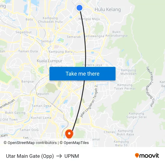 Utar Main Gate (Opp) to UPNM map