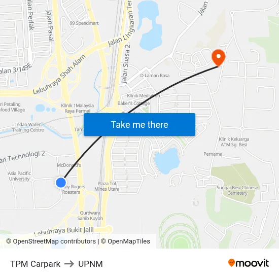 TPM Carpark to UPNM map
