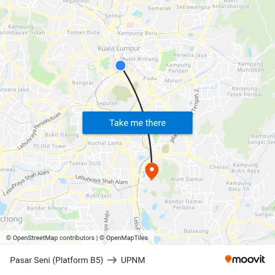 Pasar Seni (Platform B5) to UPNM map