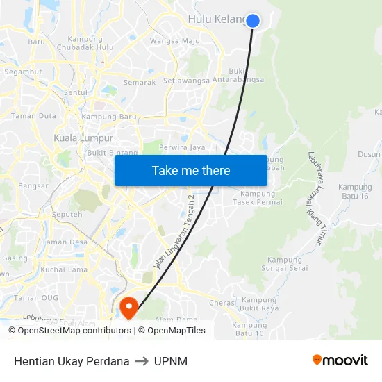 Hentian Ukay Perdana to UPNM map