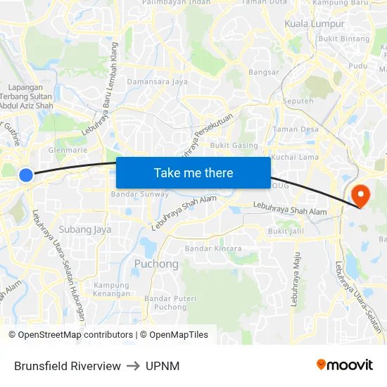 Brunsfield Riverview to UPNM map