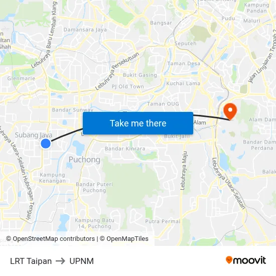 LRT Taipan to UPNM map