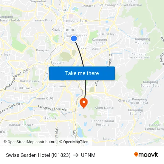 Swiss Garden Hotel (Kl1823) to UPNM map