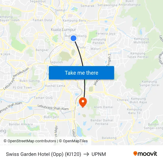 Swiss Garden Hotel (Opp) (Kl120) to UPNM map