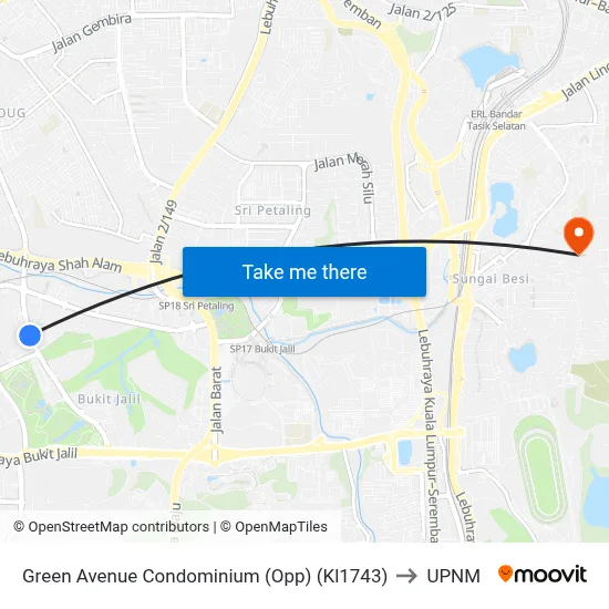 Green Avenue Condominium (Opp) (Kl1743) to UPNM map