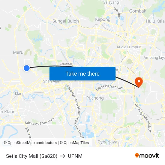 Setia City Mall (Sa820) to UPNM map