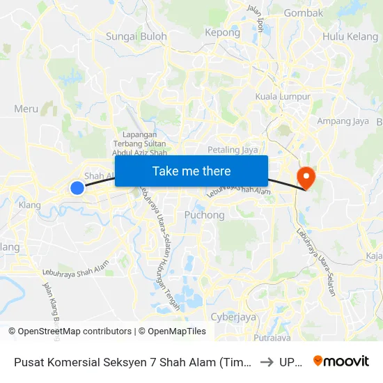 Pusat Komersial Seksyen 7 Shah Alam (Timur) (Sa865) to UPNM map