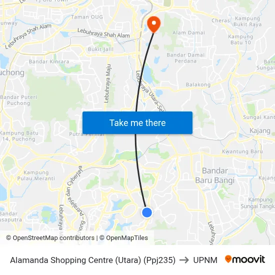 Alamanda Shopping Centre (Utara) (Ppj235) to UPNM map