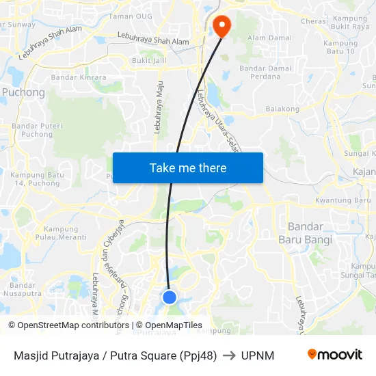 Masjid Putrajaya / Putra Square (Ppj48) to UPNM map