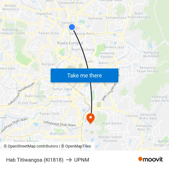 Hab Titiwangsa (Kl1818) to UPNM map