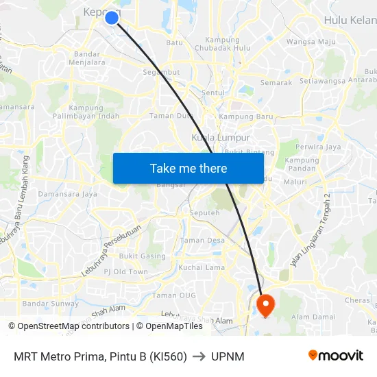 MRT Metro Prima, Pintu B (Kl560) to UPNM map