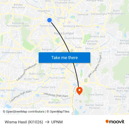 Wisma Hasil (Kl1026) to UPNM map