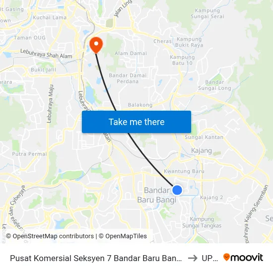 Pusat Komersial Seksyen 7 Bandar Baru Bangi (Selatan) (Kj439) to UPNM map