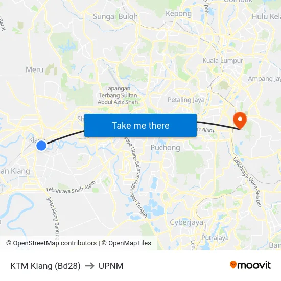 KTM Klang (Bd28) to UPNM map