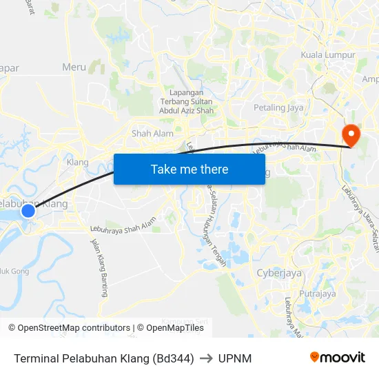 Terminal Pelabuhan Klang (Bd344) to UPNM map