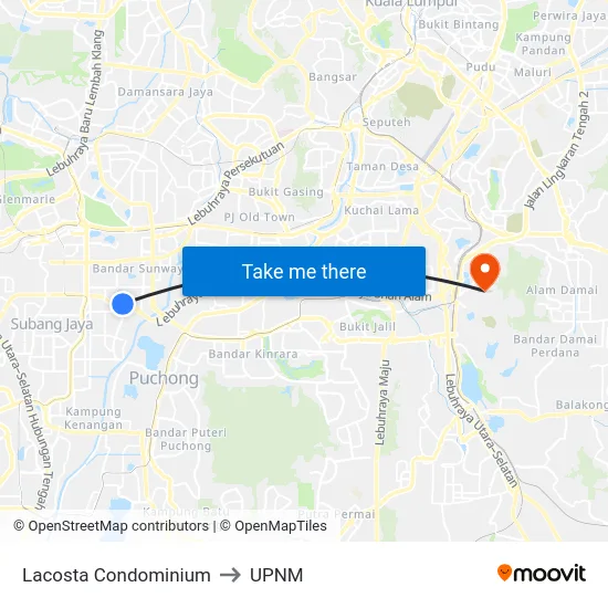 Lacosta Condominium to UPNM map