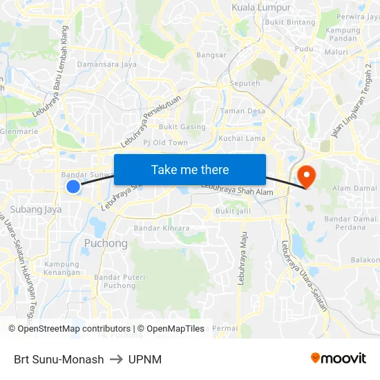 Brt Sunu-Monash to UPNM map