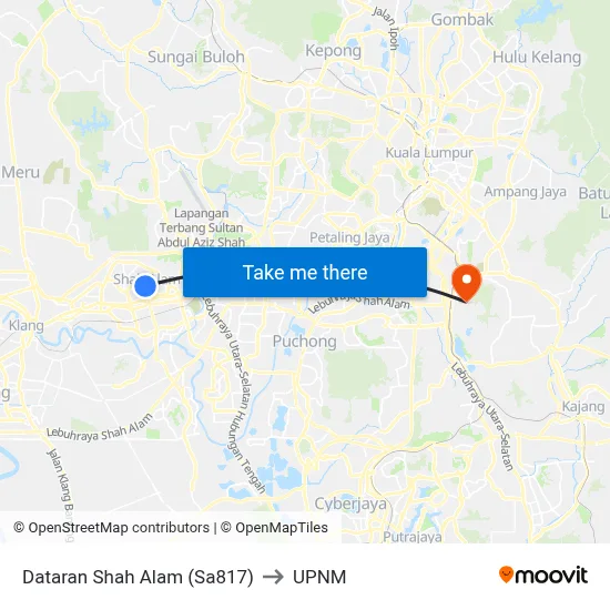 Dataran Shah Alam (Sa817) to UPNM map