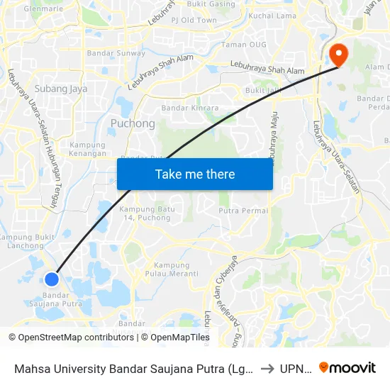 Mahsa University Bandar Saujana Putra (Lg24) to UPNM map