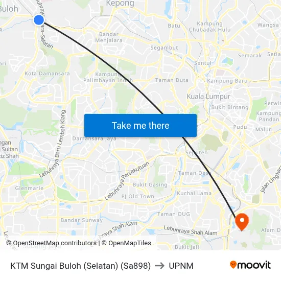KTM Sungai Buloh (Selatan) (Sa898) to UPNM map