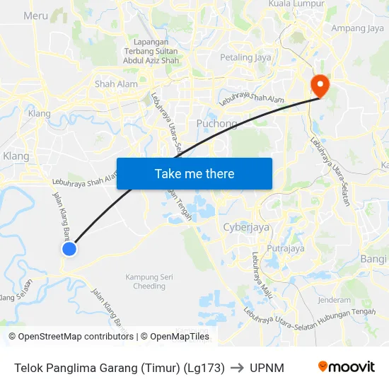 Telok Panglima Garang (Timur) (Lg173) to UPNM map