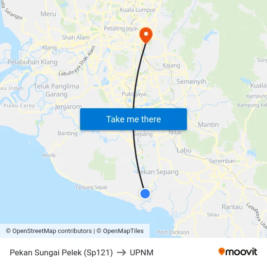 Pekan Sungai Pelek (Sp121) to UPNM map