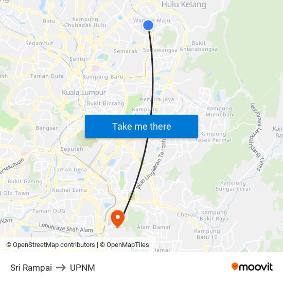 Sri Rampai to UPNM map