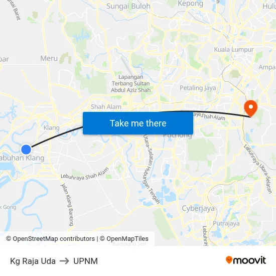 Kg Raja Uda to UPNM map