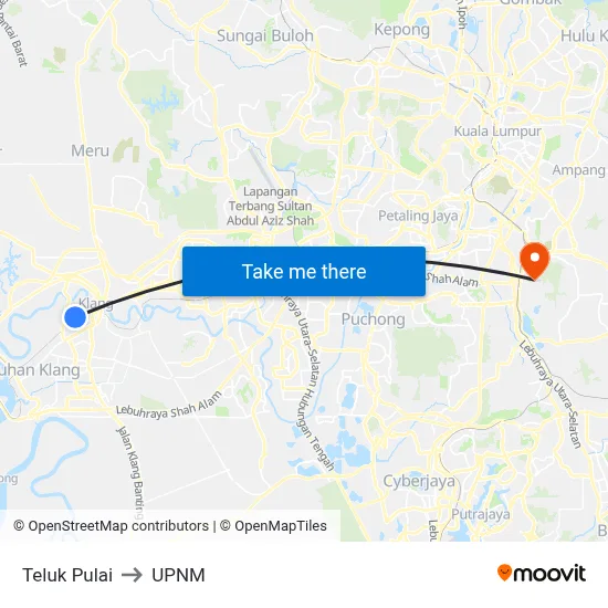 Teluk Pulai to UPNM map
