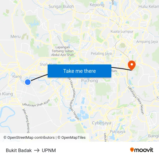 Bukit Badak to UPNM map