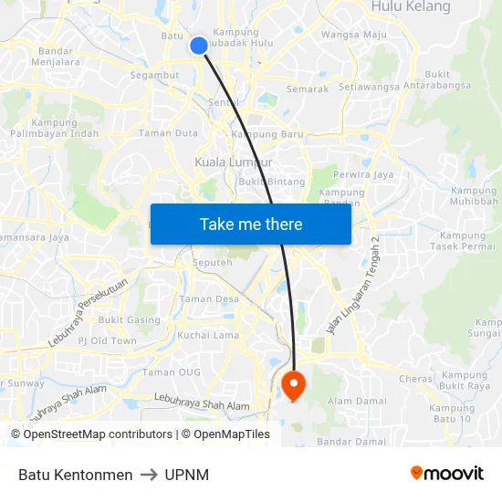 Batu Kentonmen to UPNM map