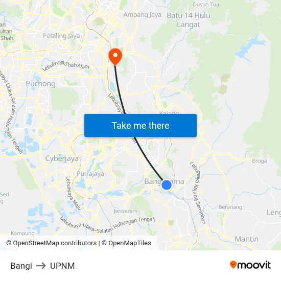 Bangi to UPNM map