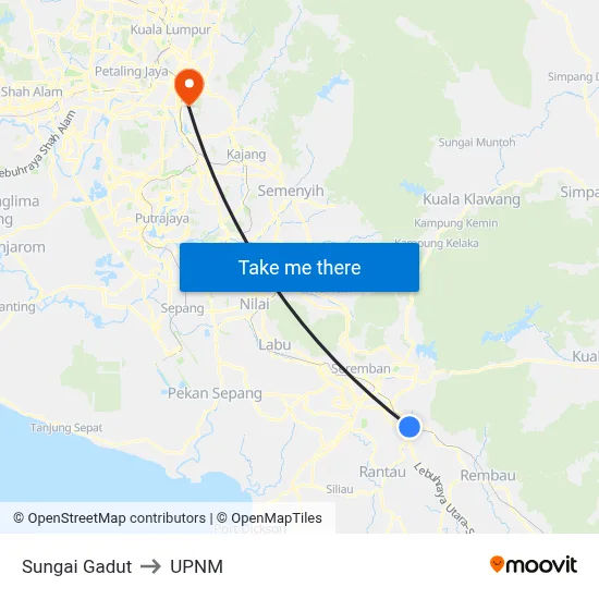 Sungai Gadut to UPNM map