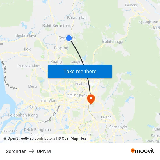 Serendah to UPNM map