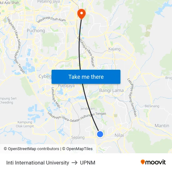 Inti International University to UPNM map
