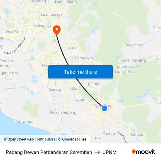Padang Dewan Perbandaran Seremban to UPNM map